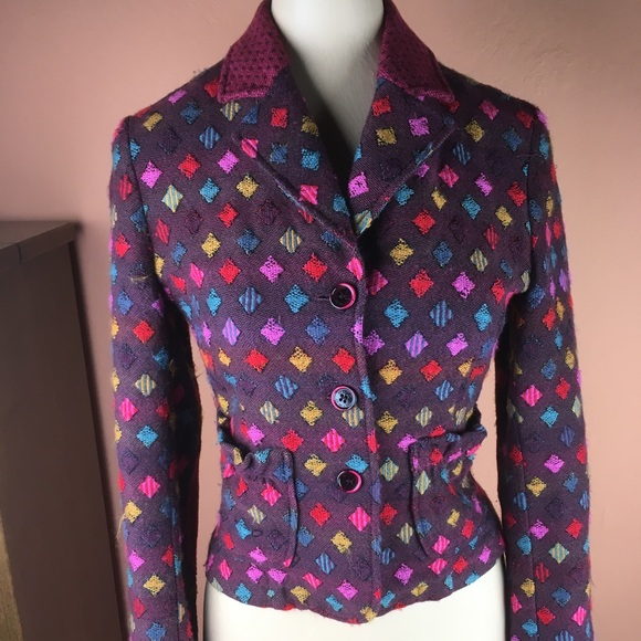Etro Colorful Textured Wool Blend Blazer - Small - Picture 2 of 16